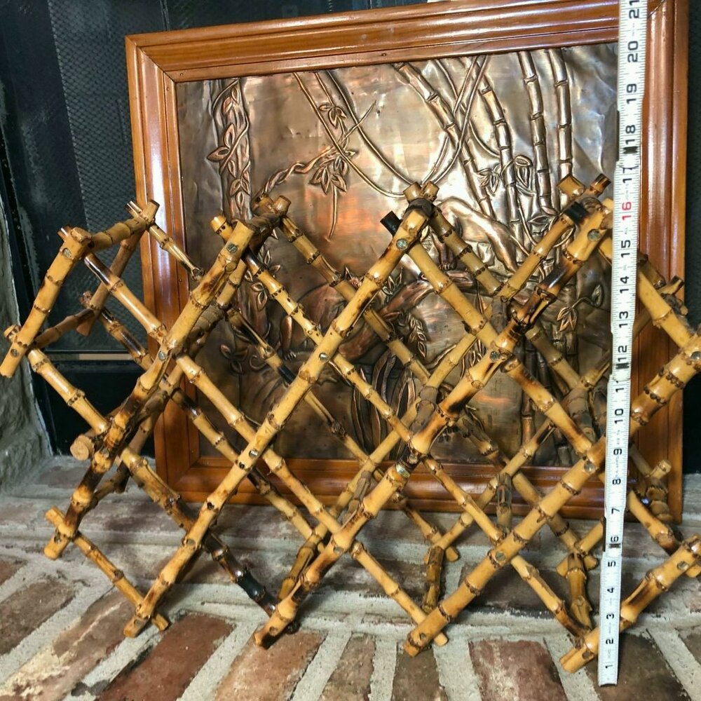 MCM burnt bamboo accordion style wine rack - Picture 6 of 10
